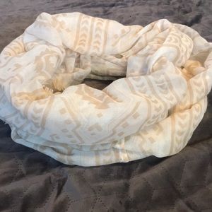 Infinity scarf tan and cream tribal pattern